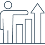 Icon of a person showing growing chart - example of a Ponzi scheme